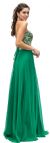 Strapless Lace Embroidered Bodice Long Formal Prom Dress in Green